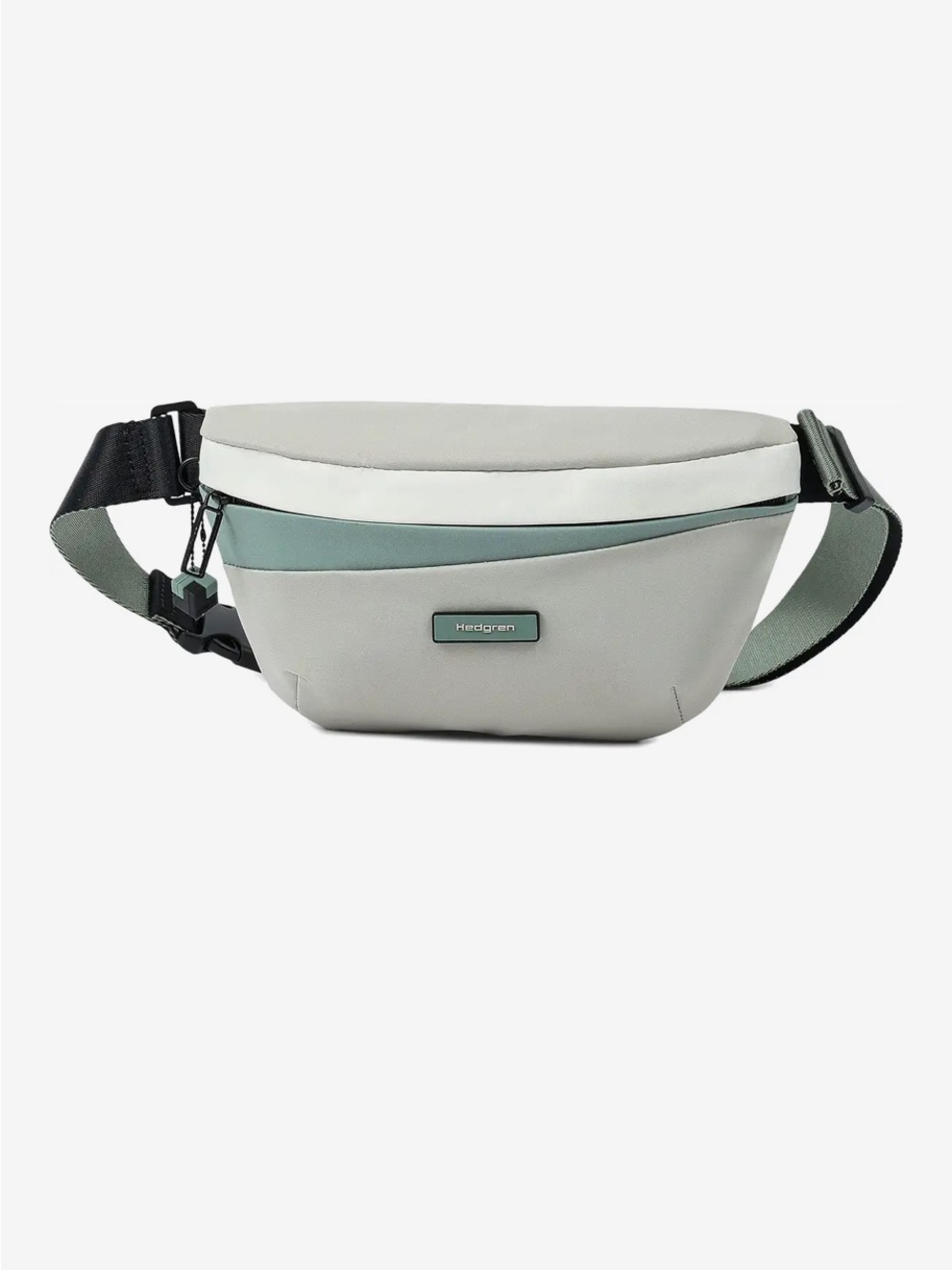 Hedgren Light Gray & sage Green nylon Waist Bag, NWOT